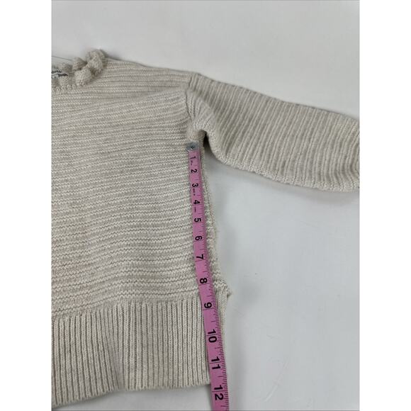 Madewell Wool Blend Chunky Pullover Ruffle Cream Sweater Women's Small - Picture 7 of 8